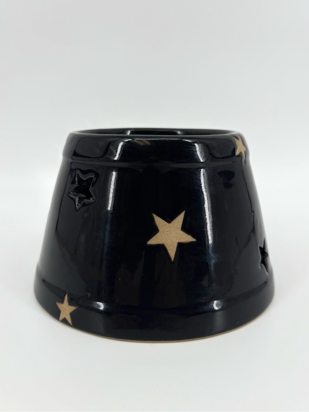 Vintage Yankee Candle Celestial Stars Ceramic Jar Shade Topper Black Glossy